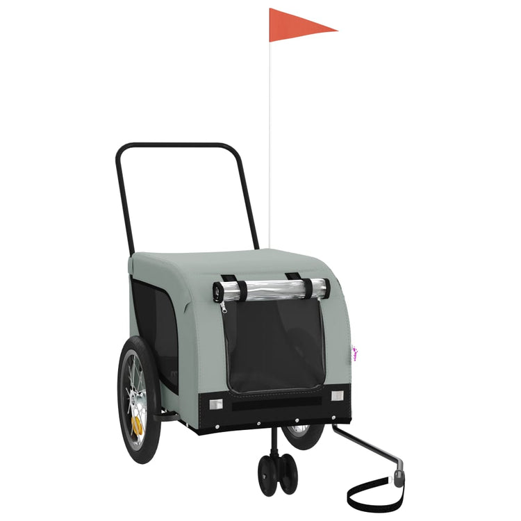 Vidaxl Dog Bike Trailer Oxford Fabric et Fer Grey and Black