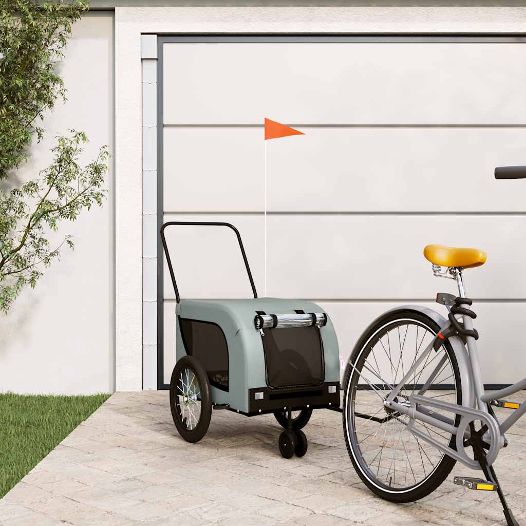 Vidaxl Dog Bike Trailer Oxford Fabric et Fer Grey and Black