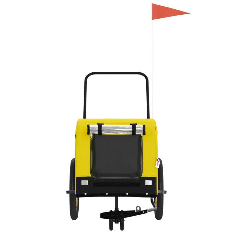 Vidaxl Dog Bike Trailer Oxford Fabric et Fon Jaune et noir