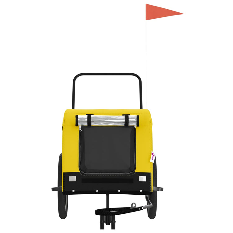 Vidaxl Dog Bike Trailer Oxford Fabric et Fon Jaune et noir