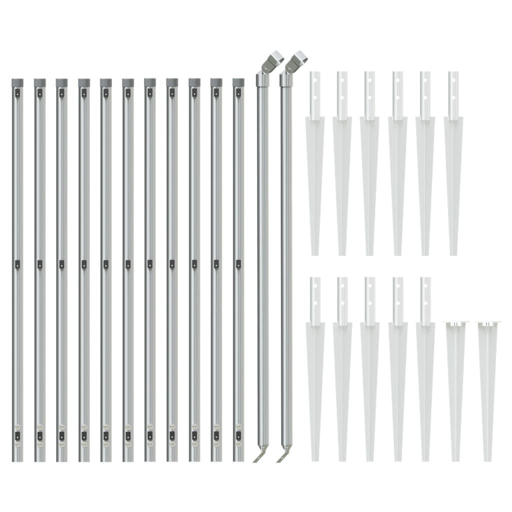 Fence en maille vidaxl avec ancres moulues 1,1x25 m argenté de couleur argentée