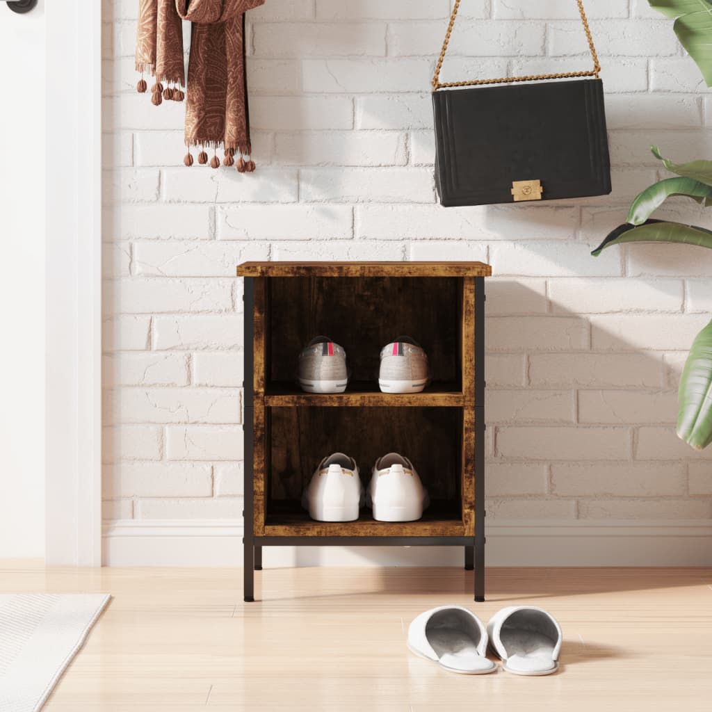 Armoire à chaussures Vidaxl 38x35x50 cm en bois de bois de chêne fumé coloré
