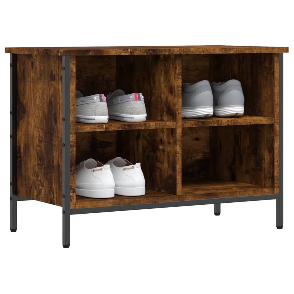 Armoire à chaussures Vidaxl 69x35x50 cm en bois de bois de chêne fumé coloré