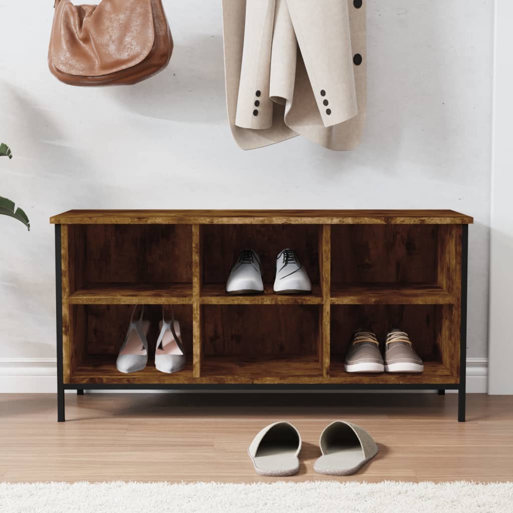 Armoire à chaussures Vidaxl 100x35x50 cm en bois de bois fumé en bois coloré