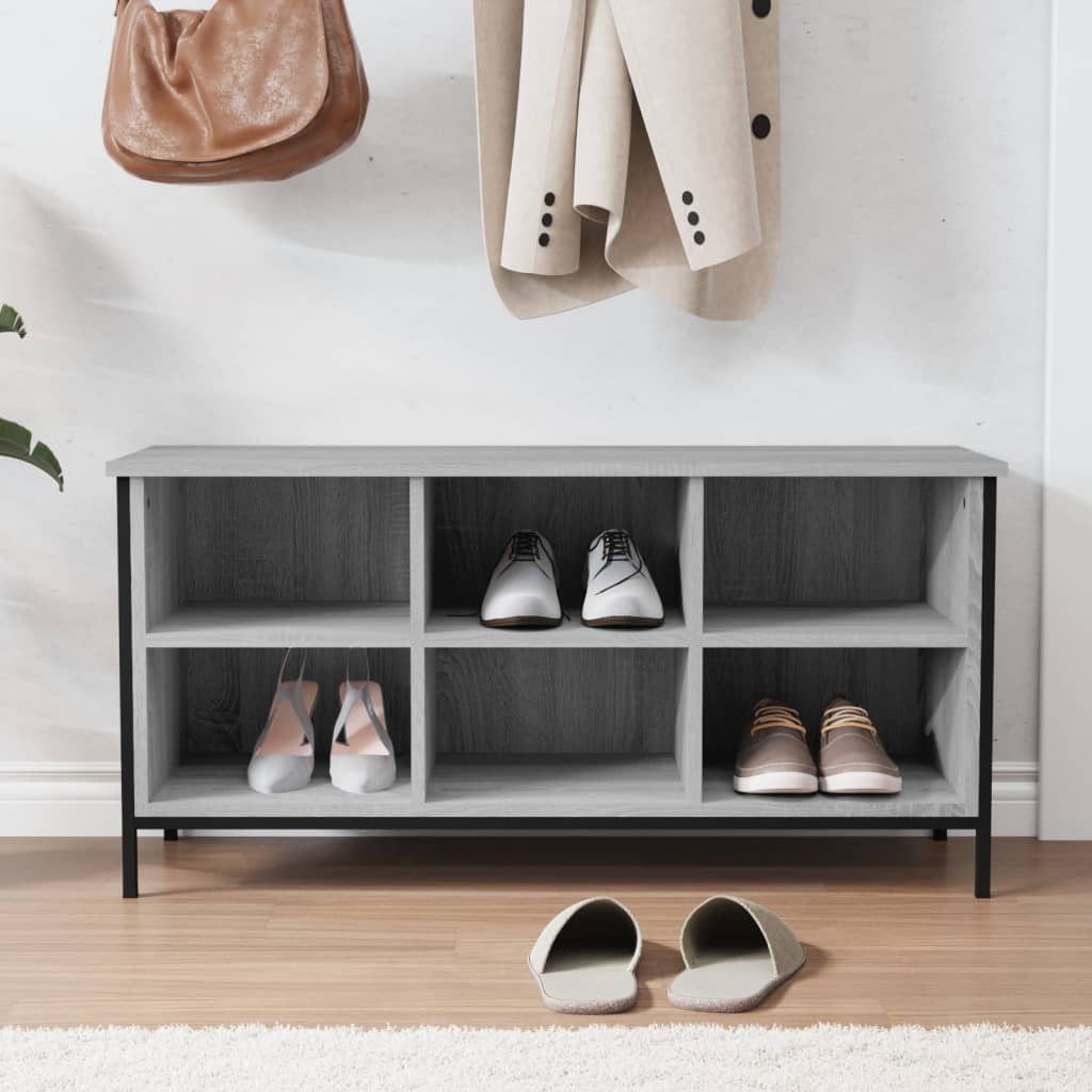 Armoire à chaussures vidaxl 100x35x50 cm en bois de bois de chêne de chêne Grey sonoma