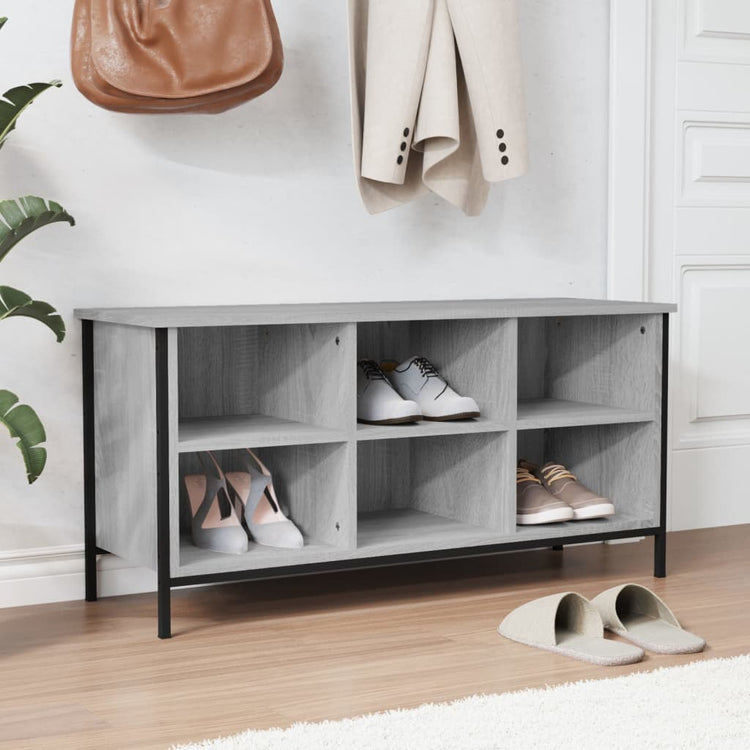 Armoire à chaussures vidaxl 100x35x50 cm en bois de bois de chêne de chêne Grey sonoma