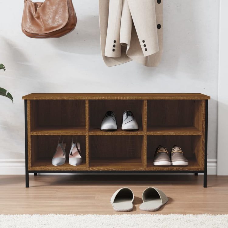 Armoire à chaussures Vidaxl 100x35x50 cm en bois de chêne brun en bois brun