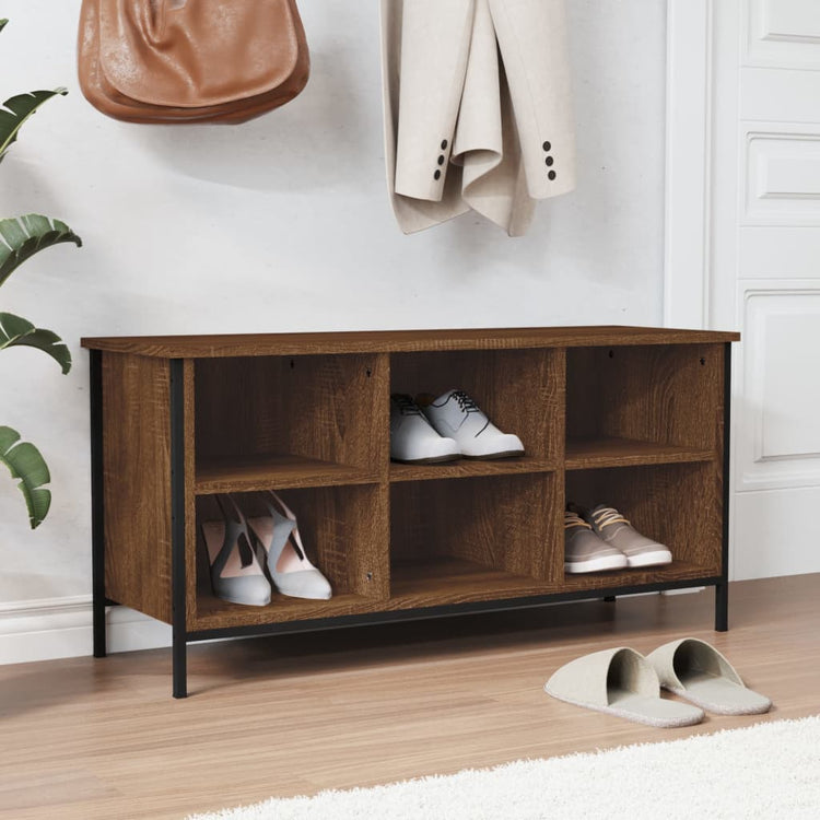 Armoire à chaussures Vidaxl 100x35x50 cm en bois de chêne brun en bois brun