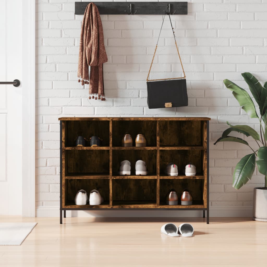 Armoire à chaussures Vidaxl 100x35x70 cm en bois de chêne fumé en bois coloré