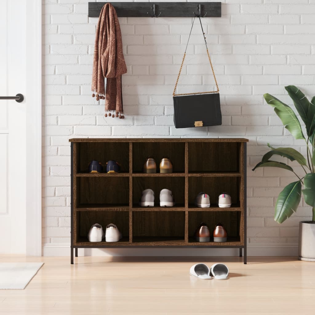 Armoire à chaussures Vidaxl 100x35x70 cm en bois coupé en bois de chêne brun