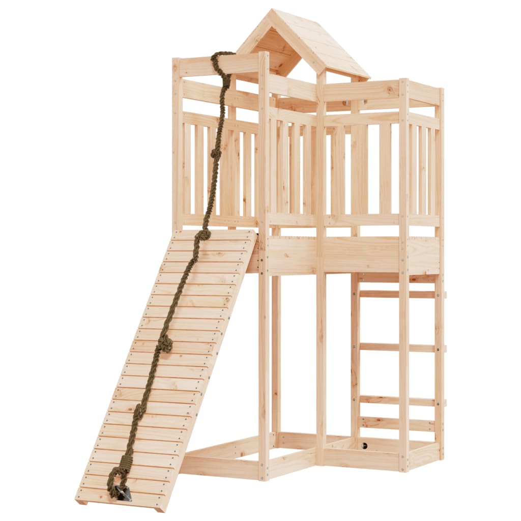 Vidaxl speelhuis avec pin solide mur d'escalade