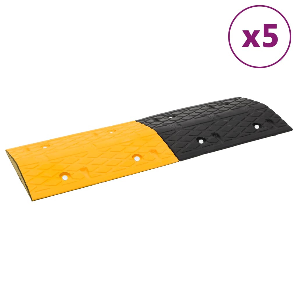 Vidaxl Speed ​​Bumps 5 PCS 97x32.5x4 cm Jaune et noir en caoutchouc