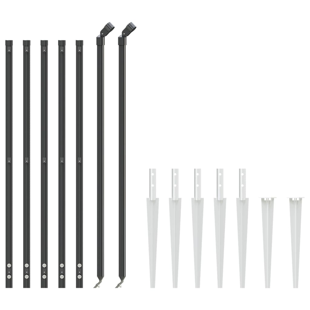 Clôture grillagée Vidaxxl avec ancrages au sol 0,8x10 m anthracite