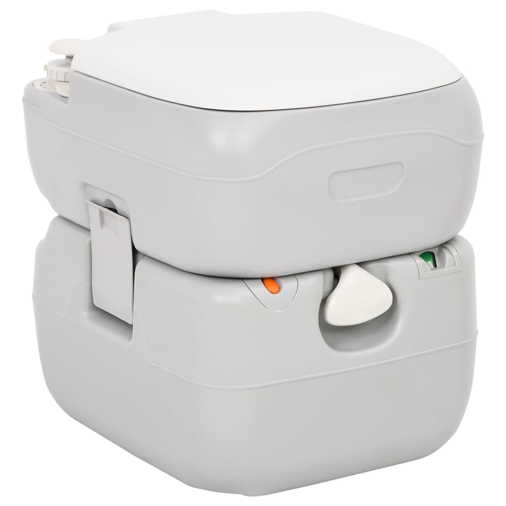 Vidaxl Camping Toilet Portable 22 + 12 L HDPE Gris et blanc