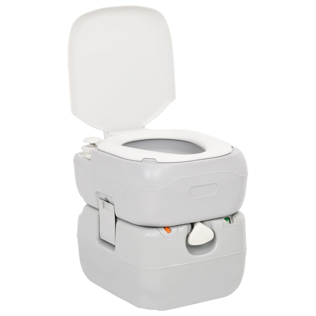 Vidaxl Camping Toilet Portable 22 + 12 L HDPE Gris et blanc