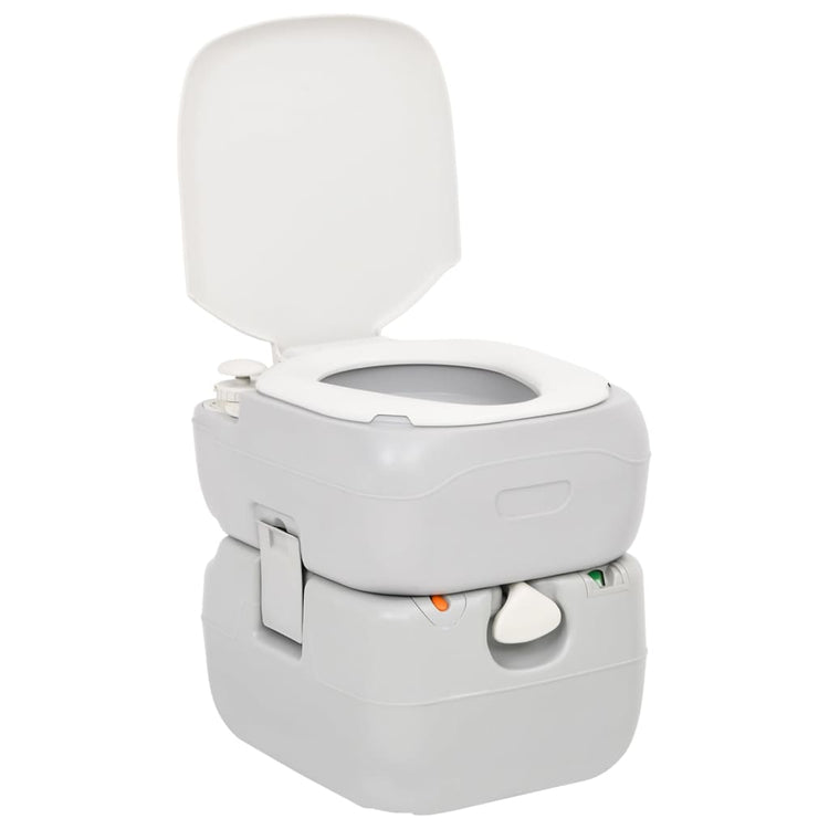 Vidaxl Camping Toilet Portable 22 + 12 L HDPE Gris et blanc
