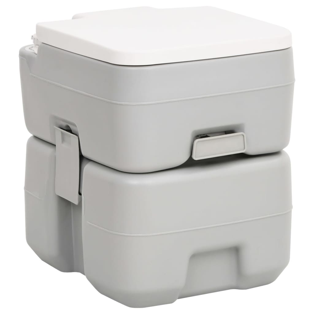 Vidaxl Camping Toilet Portable 20 + 10 L HDPE Gris et blanc