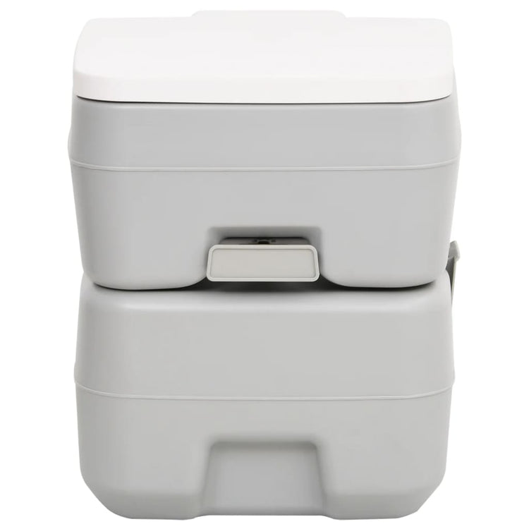 Vidaxl Camping Toilet Portable 20 + 10 L HDPE Gris et blanc