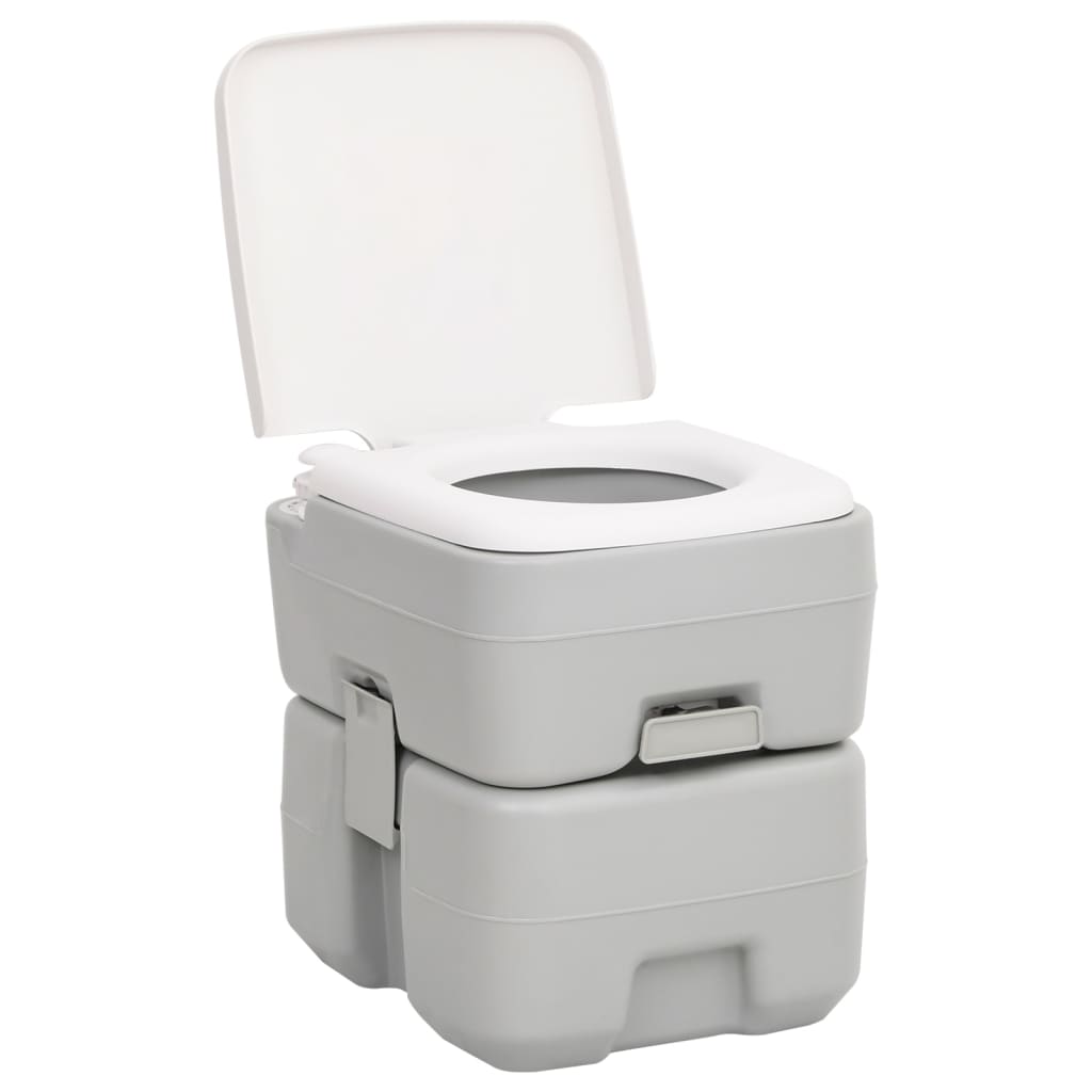 Vidaxl Camping Toilet Portable 20 + 10 L HDPE Gris et blanc