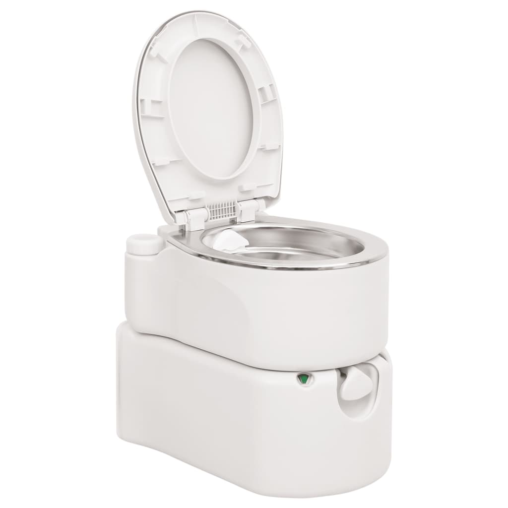 Vidaxl toilettes de camping intégrées 24+17 l HDPE et acier blanc