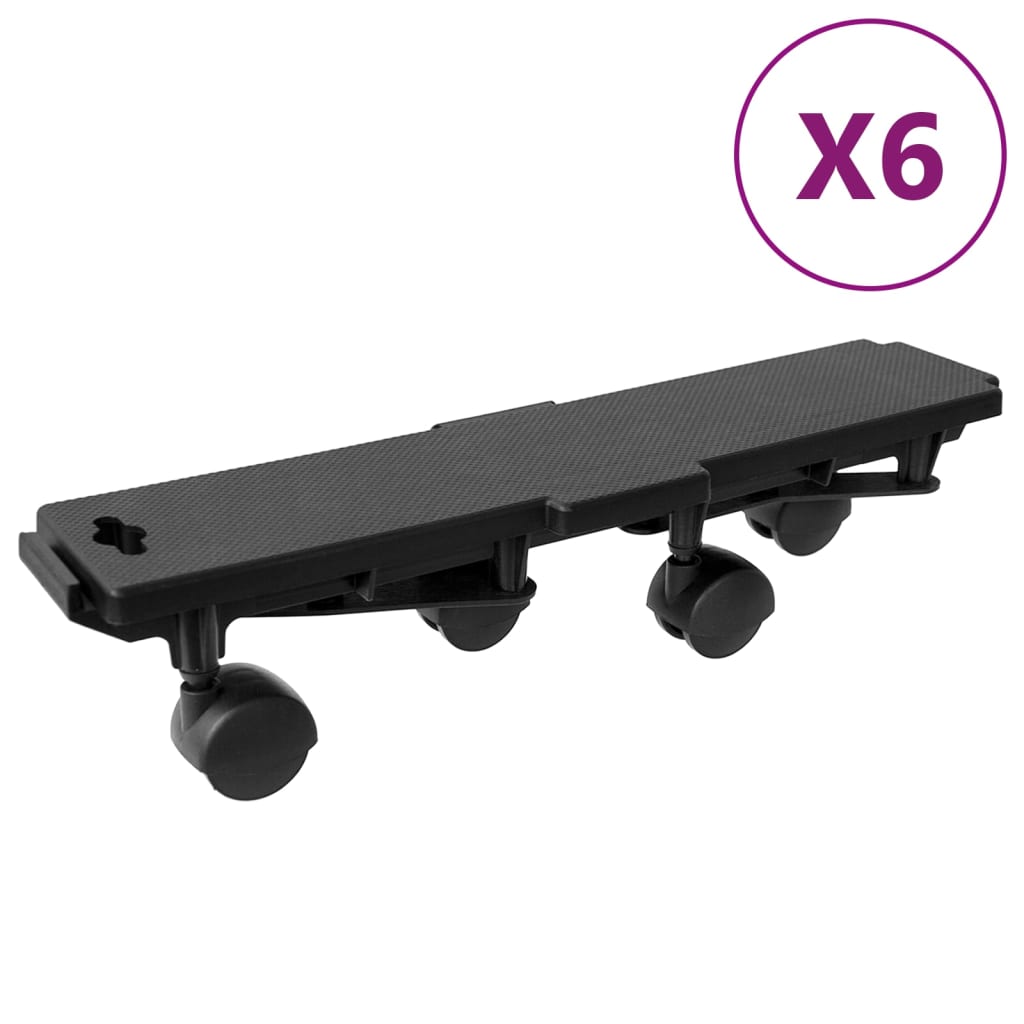 Vidaxl Moving Chiens avec 4 roues 6 PCS 170 kg de polypropène noir