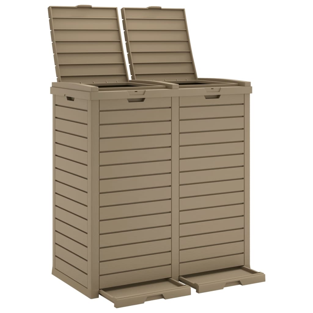 Vidaxl Garbage peut pour l'extérieur de 78x41x86 cm en polypropène brun clair