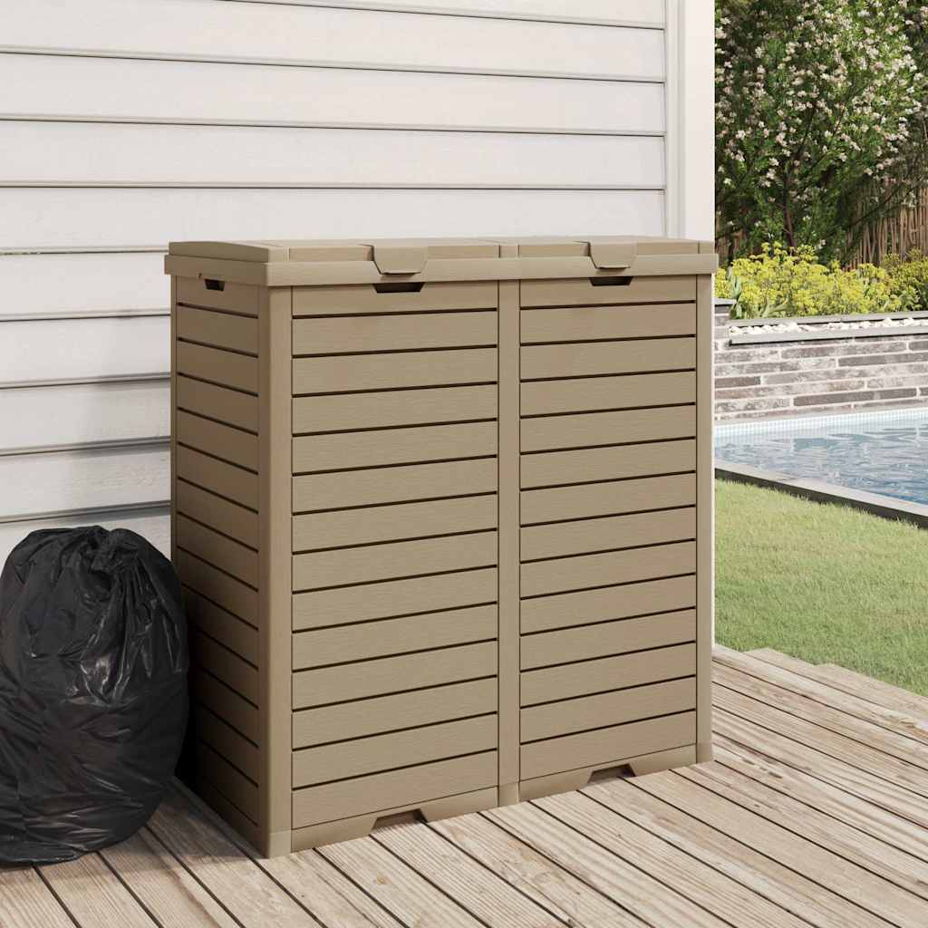 Vidaxl Garbage peut pour l'extérieur de 78x41x86 cm en polypropène brun clair
