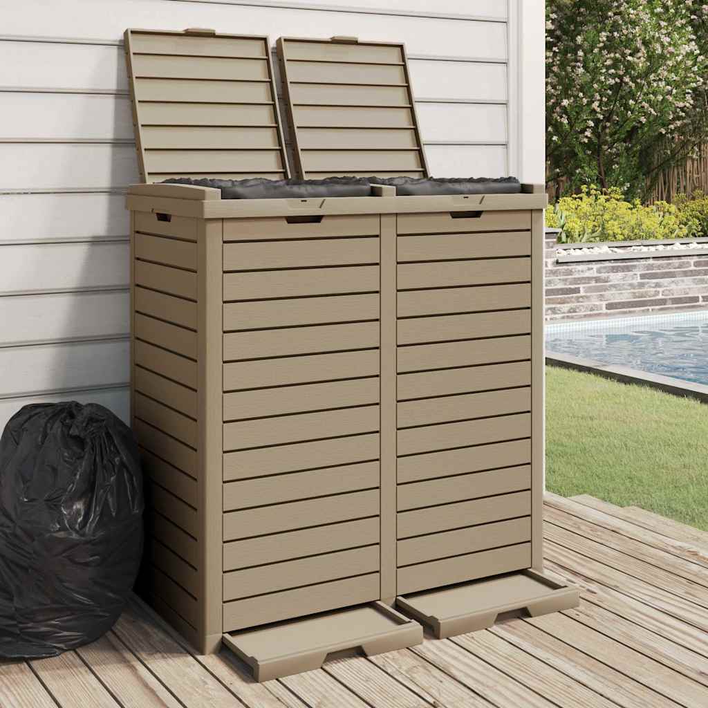 Vidaxl Garbage peut pour l'extérieur de 78x41x86 cm en polypropène brun clair