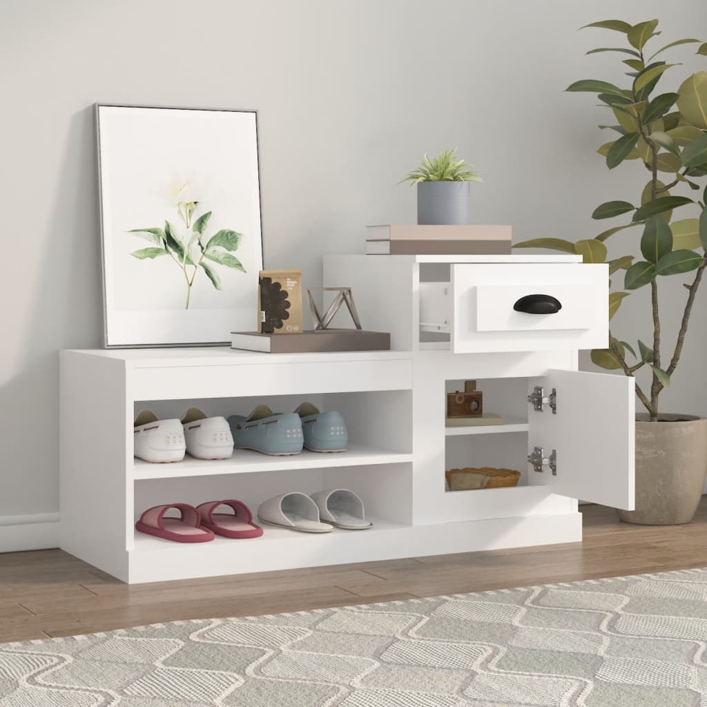 Armoire à chaussures Vidaxl 100x42x60 cm Bois de blanc