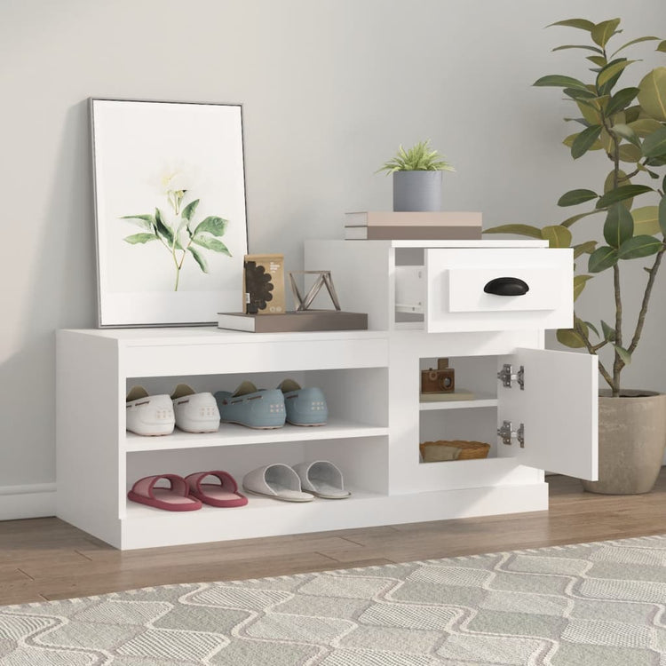 Armoire à chaussures Vidaxl 100x42x60 cm Bois de blanc