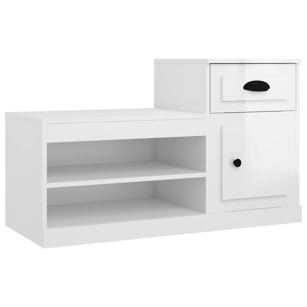 Armoire à chaussures Vidaxl 100x42x60 cm en bois de bois haute brillant blanc