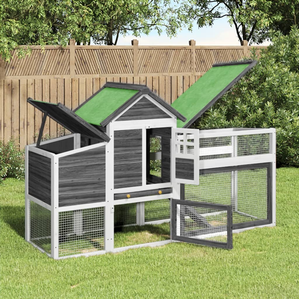 Vidaxl Poulet Coop 186.5x58.5x113 cm Gris de pin massif
