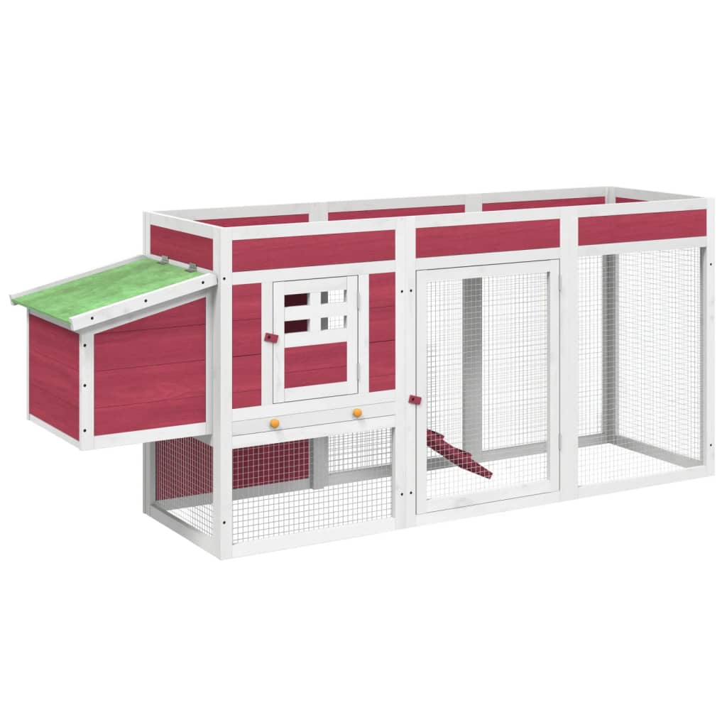 Vidaxl Poulet Coop 204x50x84 cm Pine solide rouge