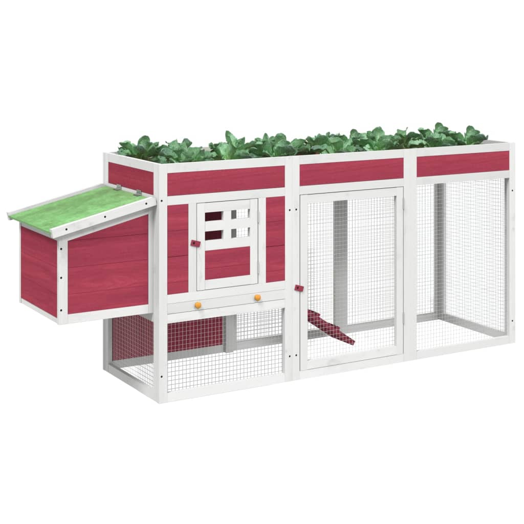 Vidaxl Poulet Coop 204x50x84 cm Pine solide rouge