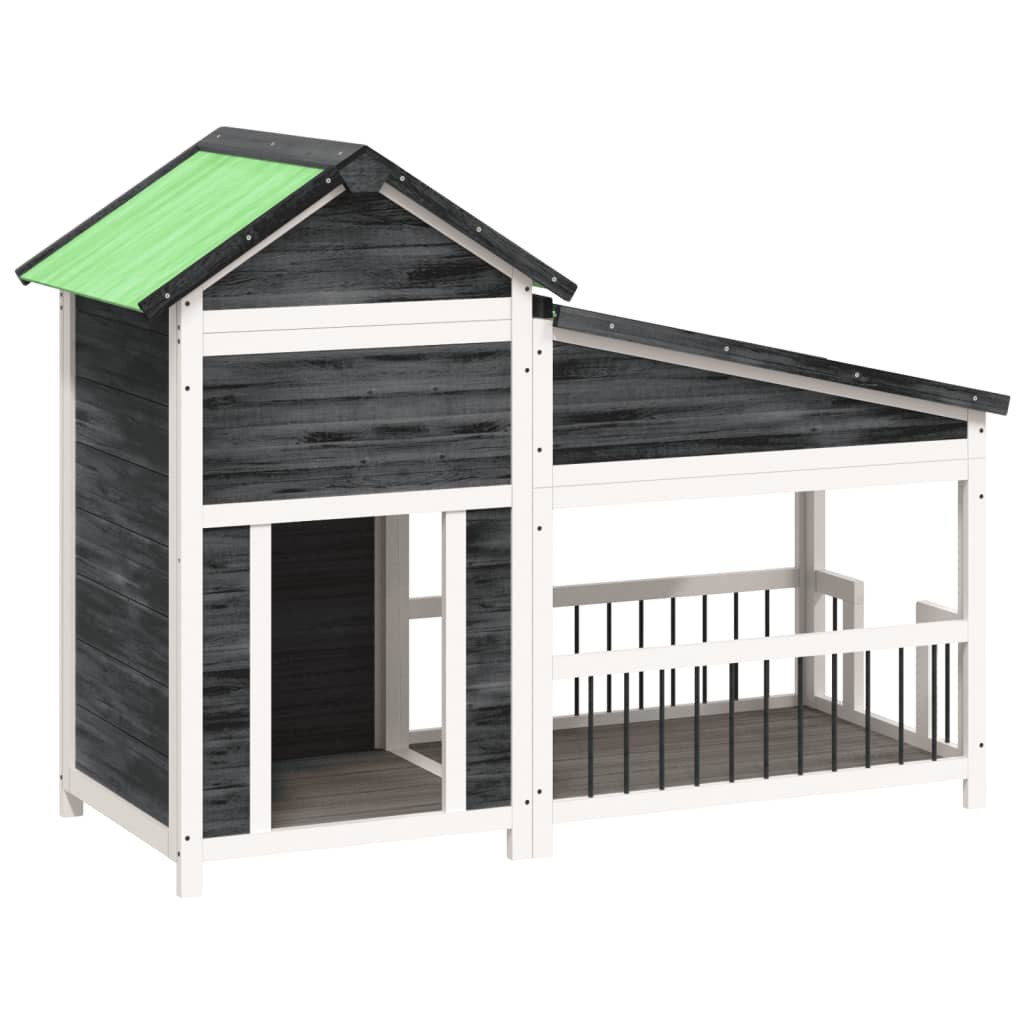 Vidaxl Dog Loft 143x60.5x109 cm Gris gris de pin massif