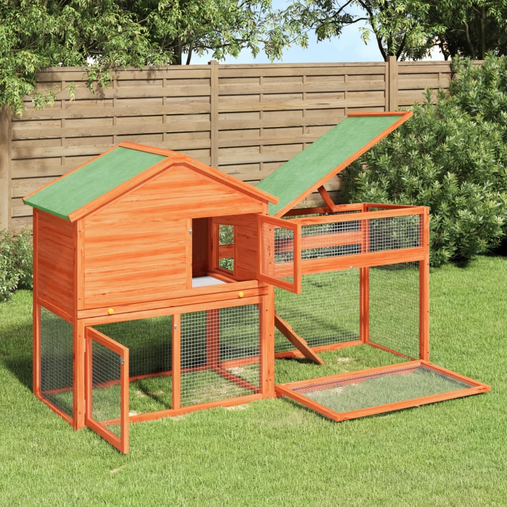 Vidaxl Rabbit Hutch 185.5x60.5x109.5 cm Pine solide brun