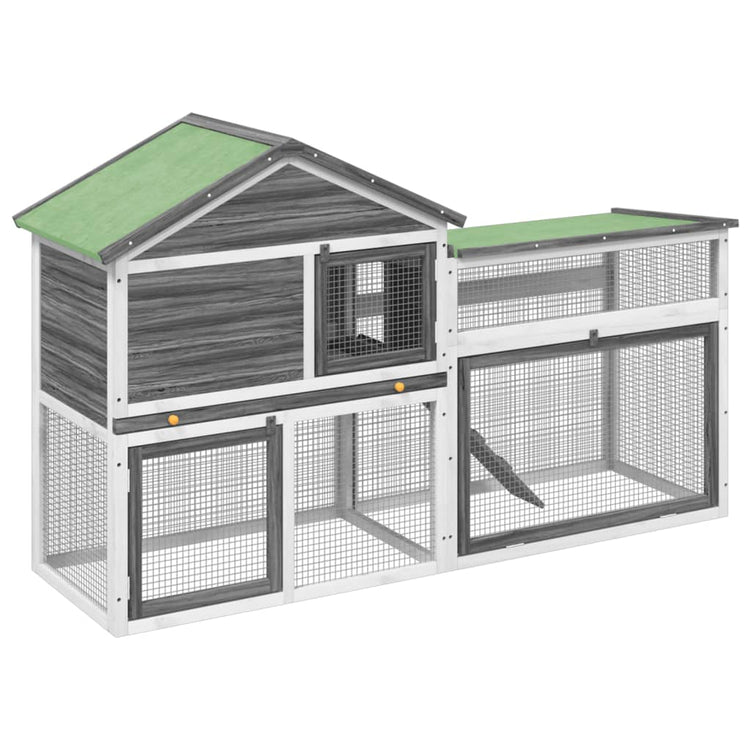 Vidaxl Rabbit Hutch 185.5x60.5x109.5 cm Gris gris de pin massif