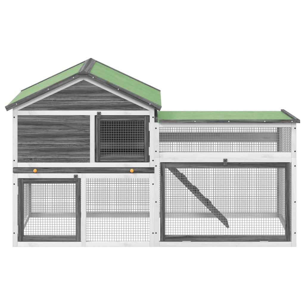 Vidaxl Rabbit Hutch 185.5x60.5x109.5 cm Gris gris de pin massif