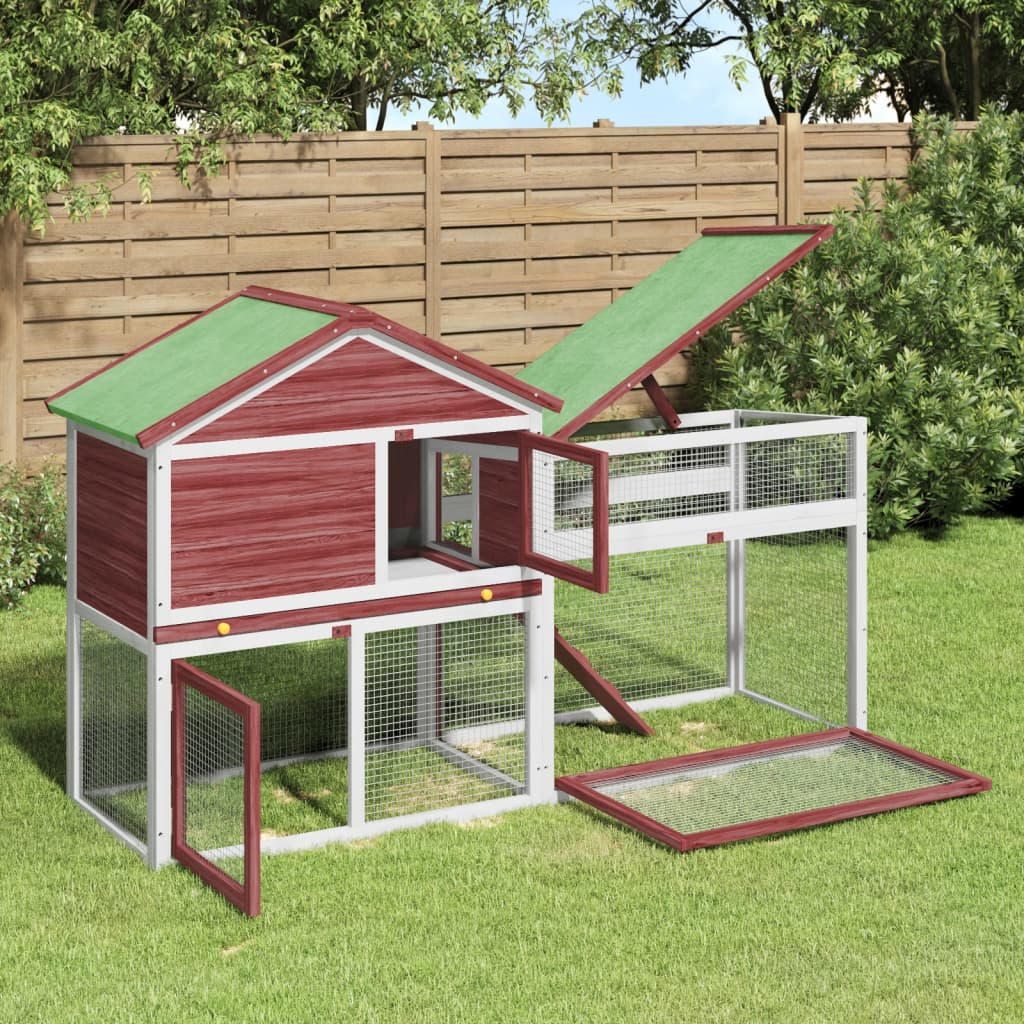 Vidaxl Rabbit Hutch 185.5x60.5x109.5 cm Solid Pine Mocha -colored