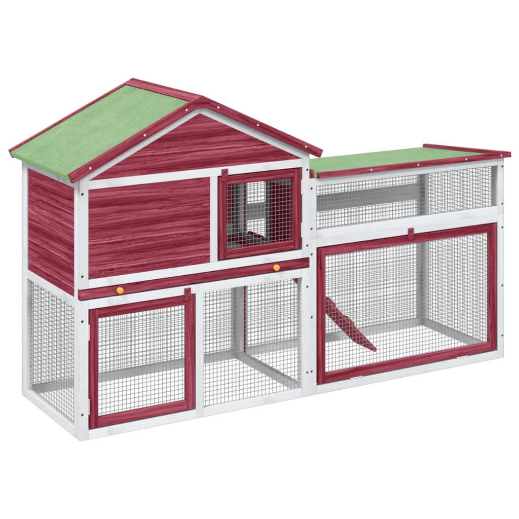 Vidaxl Rabbit Hutch 185.5x60.5x109.5 cm Pine solide rouge