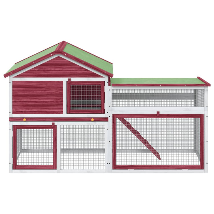 Vidaxl Rabbit Hutch 185.5x60.5x109.5 cm Pine solide rouge
