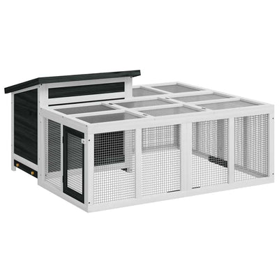 Vidaxl Rabbit Hutch 144x123x67,5 cm Gris de pin massif