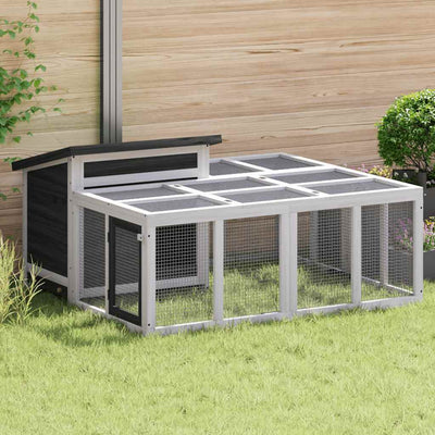 Vidaxl Rabbit Hutch 144x123x67,5 cm Gris de pin massif