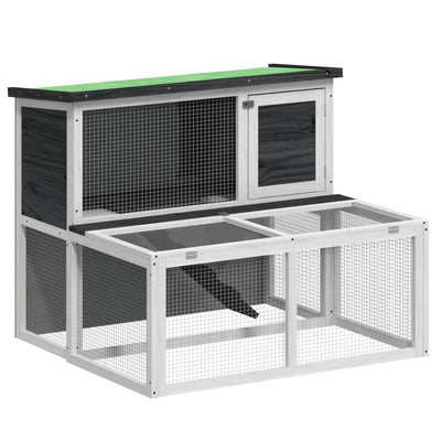 Vidaxl Rabbit Hutch 102x90x84.5 cm Gris de pin solide