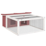 Clapier à lapin Vidaxxl 117,5x97x47,5 cm en bois de pin massif couleur moka - afbeelding 2