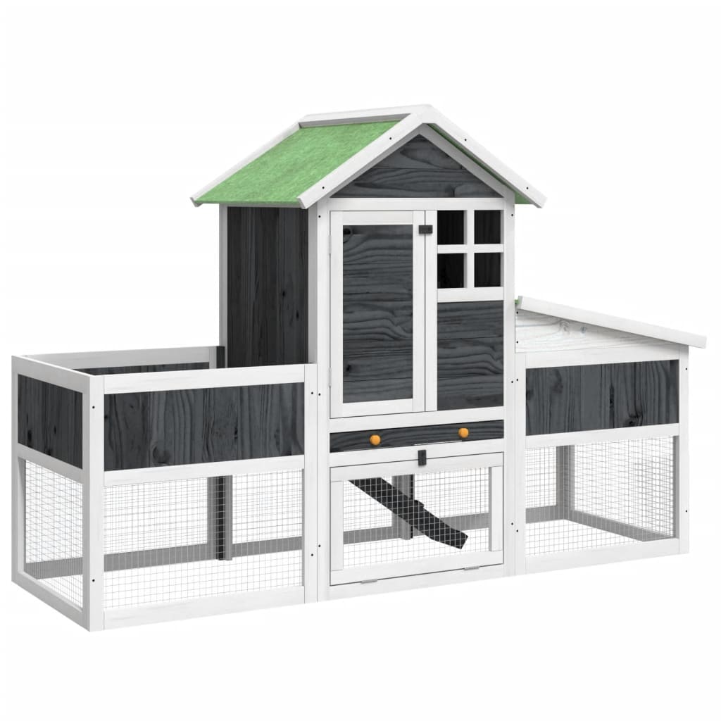 Vidaxl Rabbit Hutch 170x63x113 cm en pin solide gris