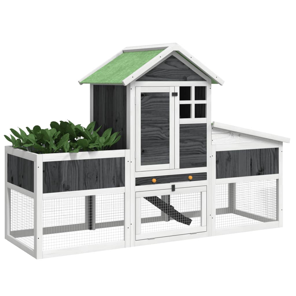 Vidaxl Rabbit Hutch 170x63x113 cm en pin solide gris