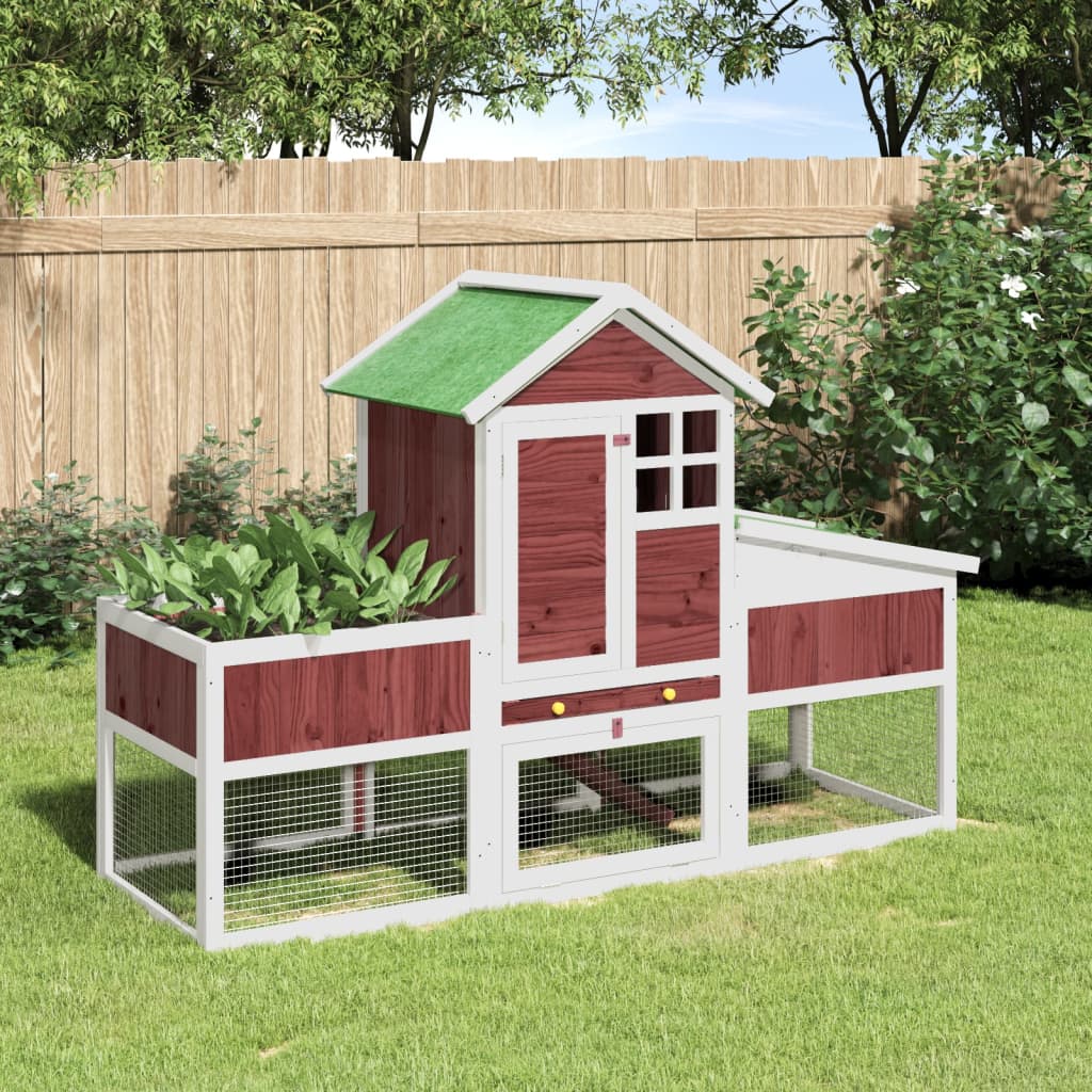 Vidaxl Rabbit Hutch 170x63x113 cm en pin massif solide -colored