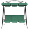 Banc de swing vidaxl avec auvent 198 cm tissu et vert acier