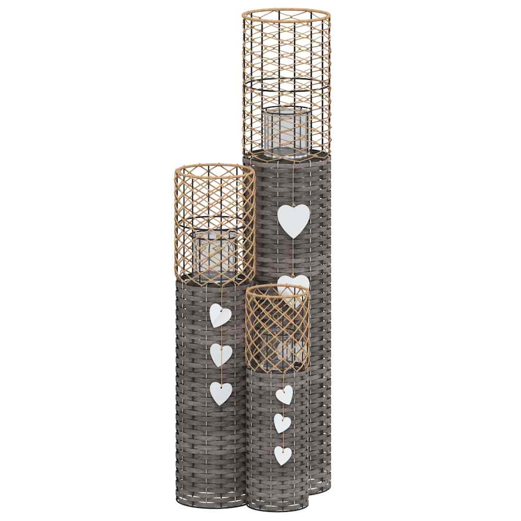 Canciers Vidaxl 3 St Wicker Gray